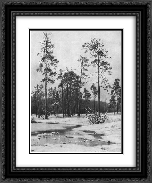 Thaw 20x24 Black Ornate Wood Framed Art Print Poster with Double Matting by Shishkin, Ivan