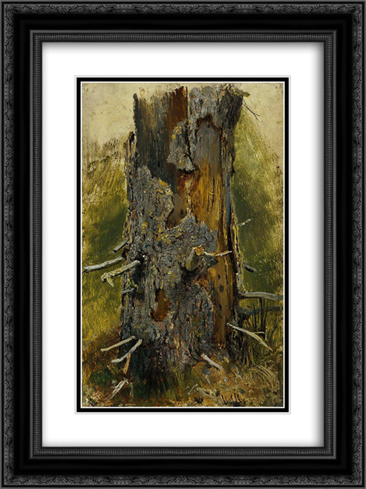 The bark on the dry trunk 18x24 Black Ornate Wood Framed Art Print Poster with Double Matting by Shishkin, Ivan