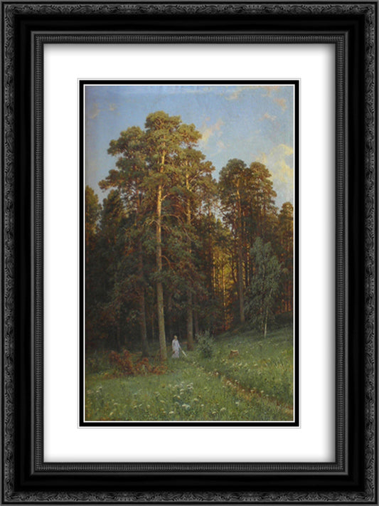 The Edge of a Pine Forest 18x24 Black Ornate Wood Framed Art Print Poster with Double Matting by Shishkin, Ivan