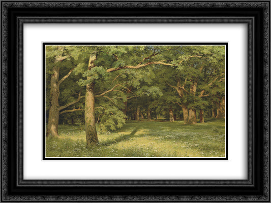 The Forest Clearing 24x18 Black Ornate Wood Framed Art Print Poster with Double Matting by Shishkin, Ivan