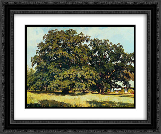 The Mordvinovo Oaks 24x20 Black Ornate Wood Framed Art Print Poster with Double Matting by Shishkin, Ivan