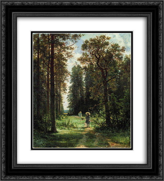 The Path through the Woods, 1880 (oil on canvas) 20x22 Black Ornate Wood Framed Art Print Poster with Double Matting by Shishkin, Ivan