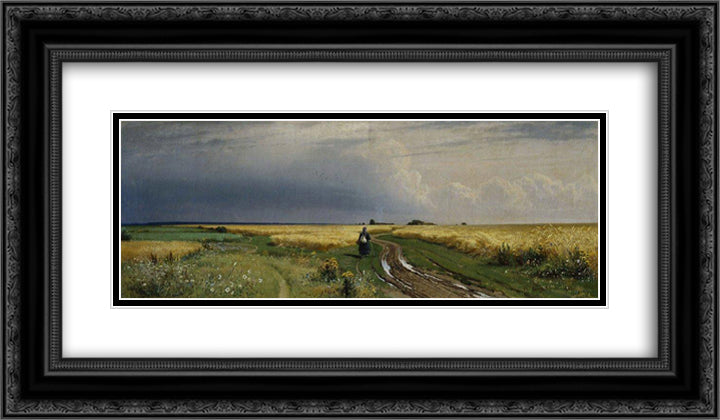 The road in the Rye 24x14 Black Ornate Wood Framed Art Print Poster with Double Matting by Shishkin, Ivan