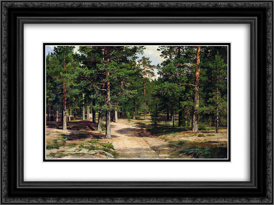 The Sestroretsk Bor 24x18 Black Ornate Wood Framed Art Print Poster with Double Matting by Shishkin, Ivan