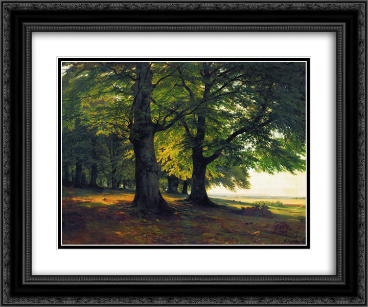 The Teutoburg Forest 24x20 Black Ornate Wood Framed Art Print Poster with Double Matting by Shishkin, Ivan
