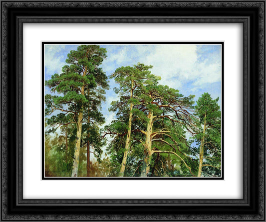 The tops of the pines 24x20 Black Ornate Wood Framed Art Print Poster with Double Matting by Shishkin, Ivan