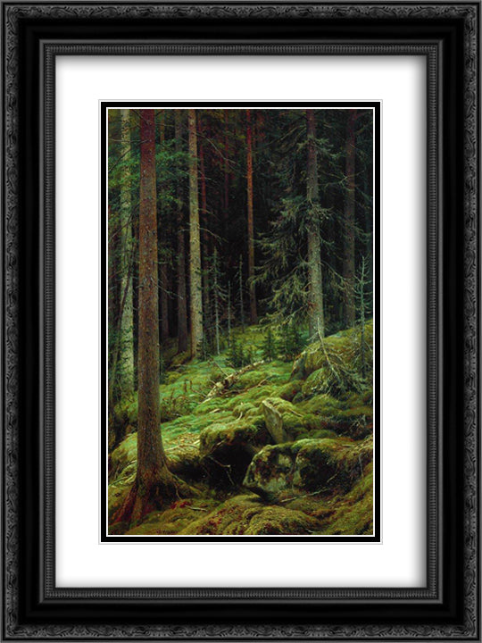 Thickets 18x24 Black Ornate Wood Framed Art Print Poster with Double Matting by Shishkin, Ivan