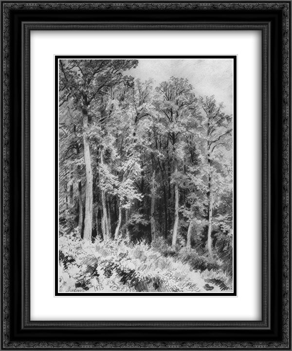 Trees. Kozlovka-Zaseka 20x24 Black Ornate Wood Framed Art Print Poster with Double Matting by Shishkin, Ivan