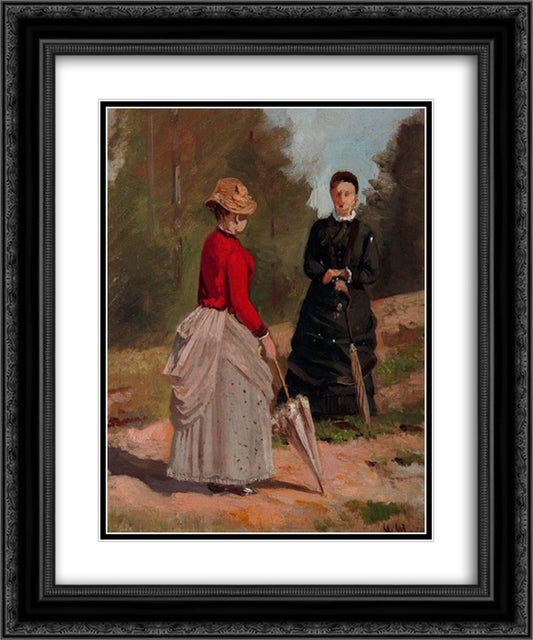 Two female figures 20x24 Black Ornate Wood Framed Art Print Poster with Double Matting by Shishkin, Ivan
