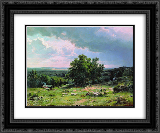 View near Dusseldorf 24x20 Black Ornate Wood Framed Art Print Poster with Double Matting by Shishkin, Ivan