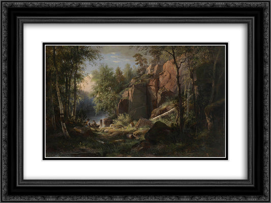 View of Valaam Island. Kukko 24x18 Black Ornate Wood Framed Art Print Poster with Double Matting by Shishkin, Ivan