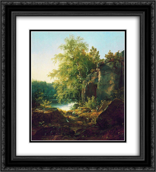 View of Valaam Island 20x22 Black Ornate Wood Framed Art Print Poster with Double Matting by Shishkin, Ivan