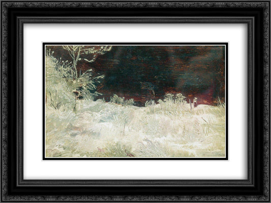 Winter. Moscow suburbs 24x18 Black Ornate Wood Framed Art Print Poster with Double Matting by Shishkin, Ivan