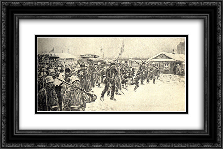 At the workers' outskirts in the days of overthrowing the autocracy 24x16 Black Ornate Wood Framed Art Print Poster with Double Matting by Vladimirov, Ivan