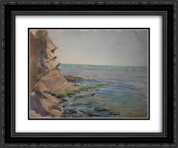 Crimea. The cliffs. 24x20 Black Ornate Wood Framed Art Print Poster with Double Matting by Vladimirov, Ivan