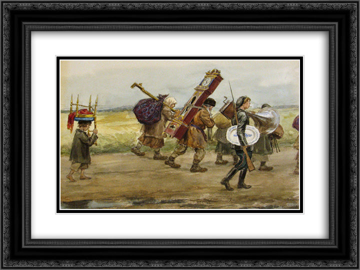 From their homes 24x18 Black Ornate Wood Framed Art Print Poster with Double Matting by Vladimirov, Ivan