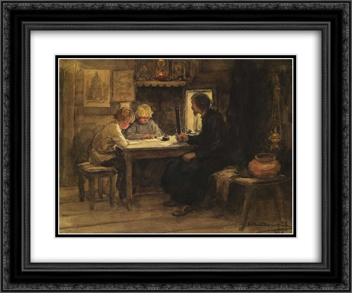 In a lesson of credence with the sexton 24x20 Black Ornate Wood Framed Art Print Poster with Double Matting by Vladimirov, Ivan