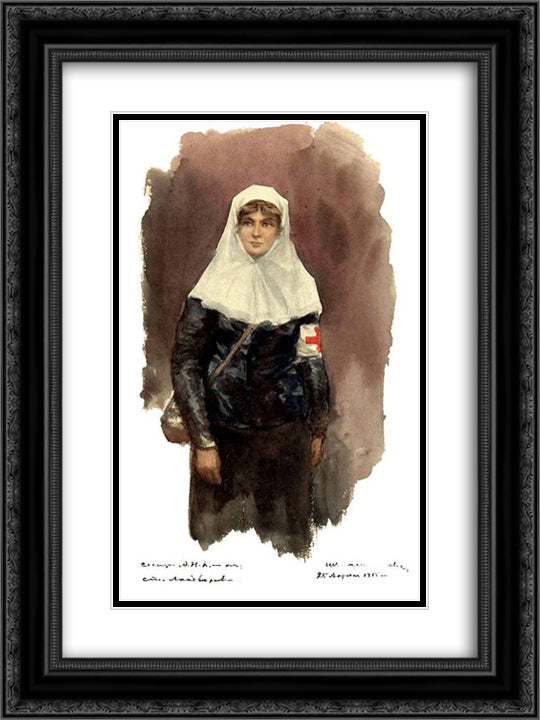 Sister of mercy 18x24 Black Ornate Wood Framed Art Print Poster with Double Matting by Vladimirov, Ivan