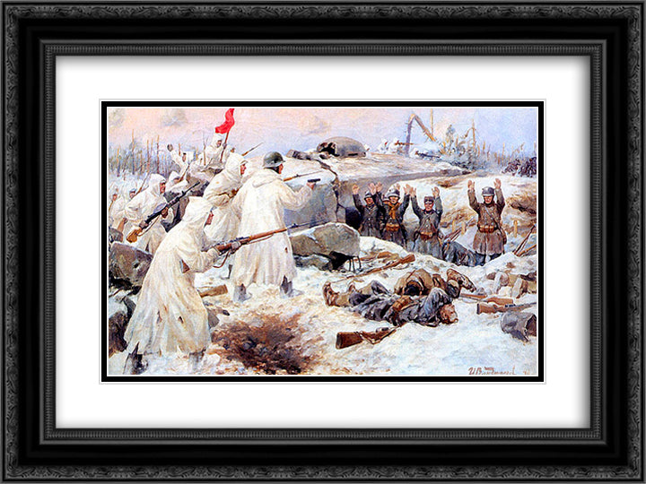 The Surrender of the Finns in 1940 (Russian-Finnish War) 24x18 Black Ornate Wood Framed Art Print Poster with Double Matting by Vladimirov, Ivan