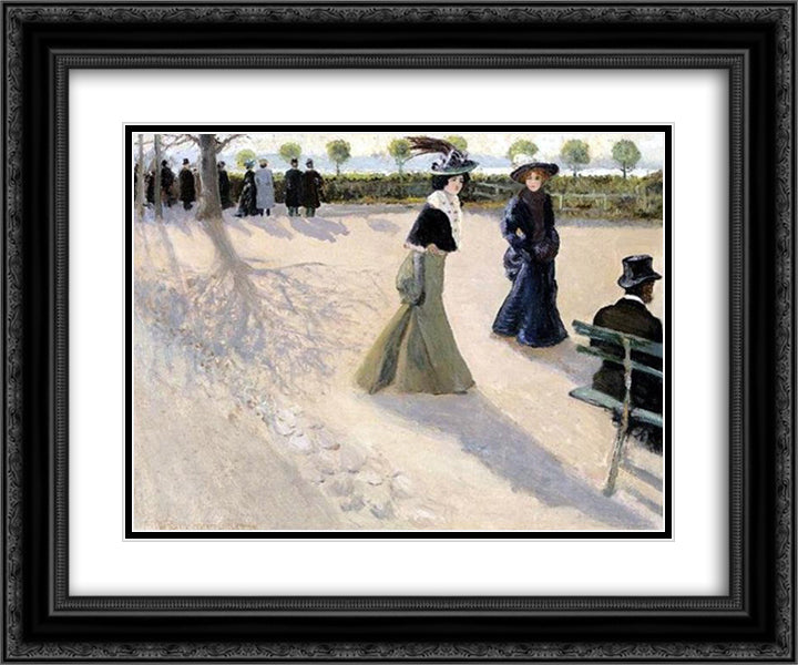 Walk in the park 24x20 Black Ornate Wood Framed Art Print Poster with Double Matting by Vladimirov, Ivan
