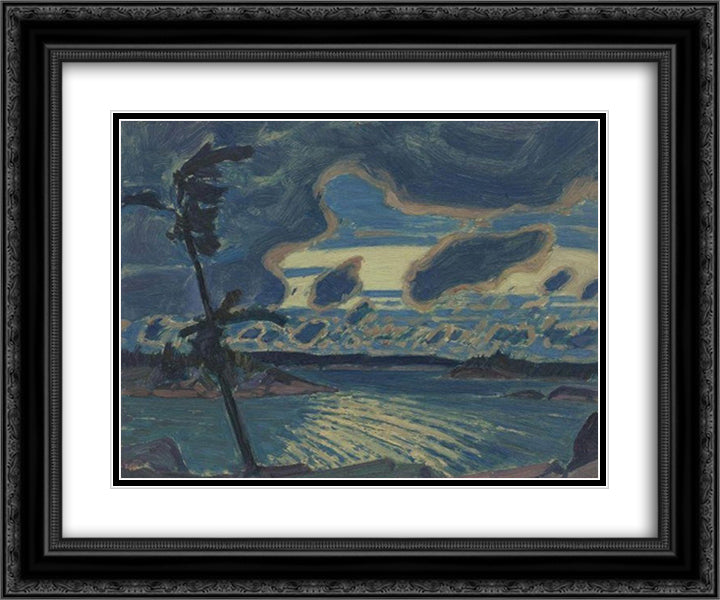 After Sunset, Georgian Bay 24x20 Black Ornate Wood Framed Art Print Poster with Double Matting by MacDonald, J. E. H.