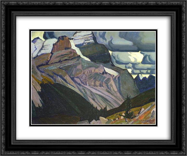 Dark Autumn, Rocky Mountains 24x20 Black Ornate Wood Framed Art Print Poster with Double Matting by MacDonald, J. E. H.