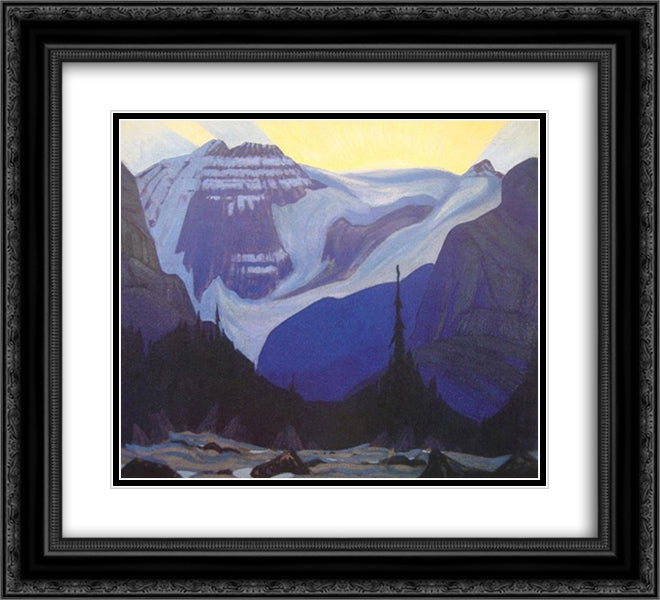 Early Morning, Rocky Mountains 22x20 Black Ornate Wood Framed Art Print Poster with Double Matting by MacDonald, J. E. H.