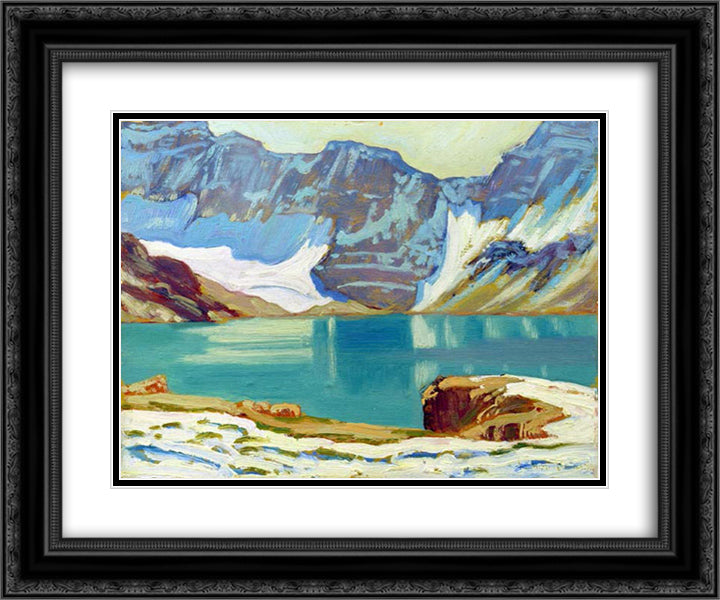 Lake McArthur, Yoho Park 24x20 Black Ornate Wood Framed Art Print Poster with Double Matting by MacDonald, J. E. H.