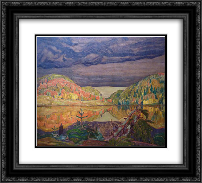 October Shower Gleam 22x20 Black Ornate Wood Framed Art Print Poster with Double Matting by MacDonald, J. E. H.