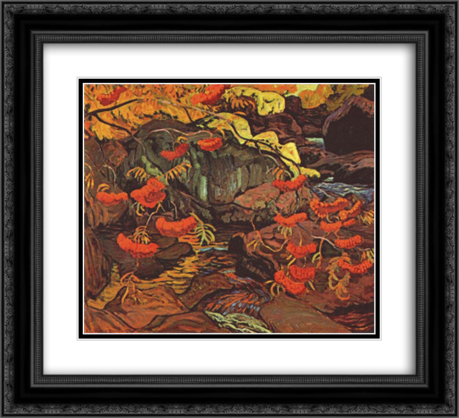 Rowanberries (Mountain Ash), Algoma 22x20 Black Ornate Wood Framed Art Print Poster with Double Matting by MacDonald, J. E. H.