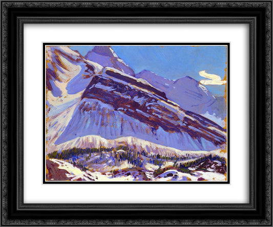 September Snow on Mount Schaffer 24x20 Black Ornate Wood Framed Art Print Poster with Double Matting by MacDonald, J. E. H.
