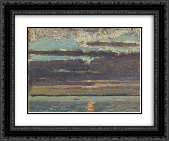 Sunset, Lake Simcoe 24x20 Black Ornate Wood Framed Art Print Poster with Double Matting by MacDonald, J. E. H.