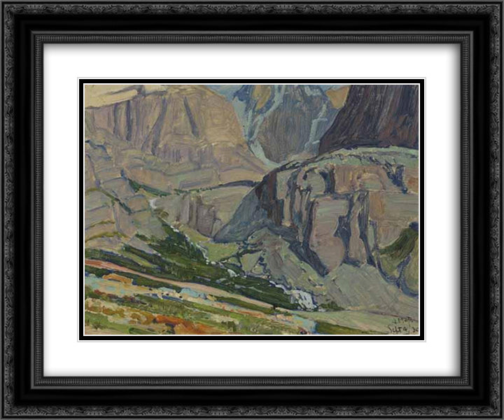 Valley and Stream, Oesa Trail, Lake O'Hara 24x20 Black Ornate Wood Framed Art Print Poster with Double Matting by MacDonald, J. E. H.