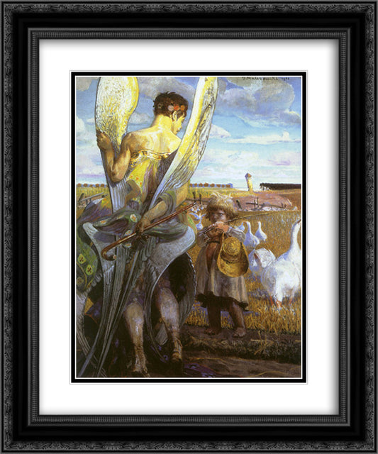 Angel, I will follow you 20x24 Black Ornate Wood Framed Art Print Poster with Double Matting by Malczewski, Jacek