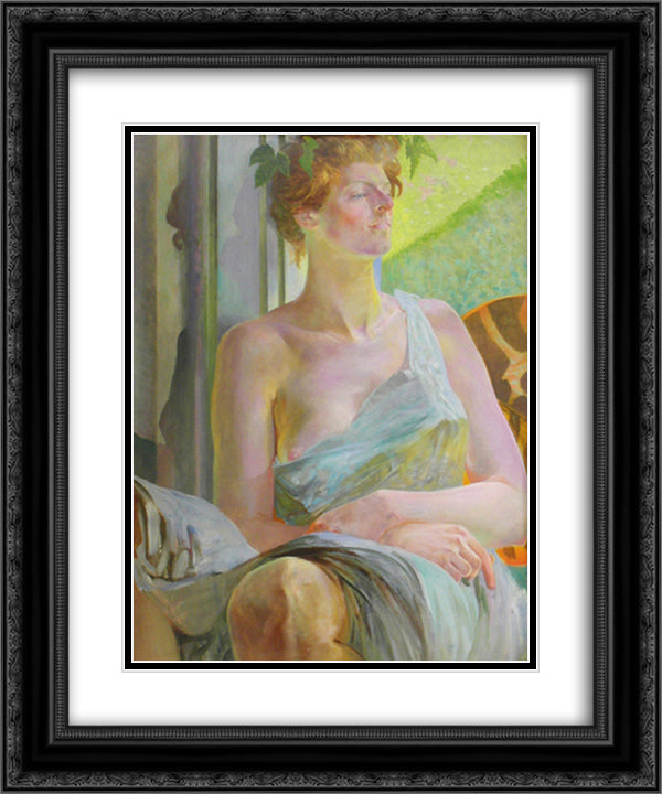 Bacchante (Portrait of Maria Bal) 20x24 Black Ornate Wood Framed Art Print Poster with Double Matting by Malczewski, Jacek