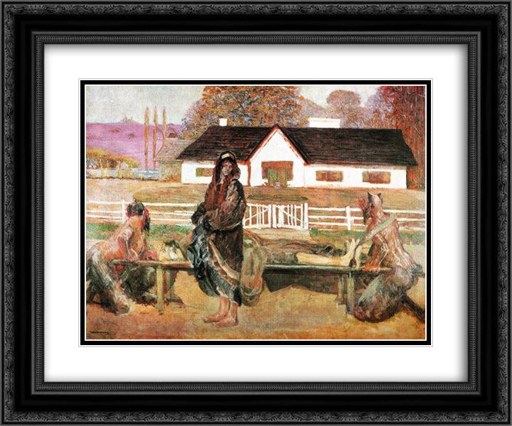 Back in the homeland (Back from Siberia) 24x20 Black Ornate Wood Framed Art Print Poster with Double Matting by Malczewski, Jacek