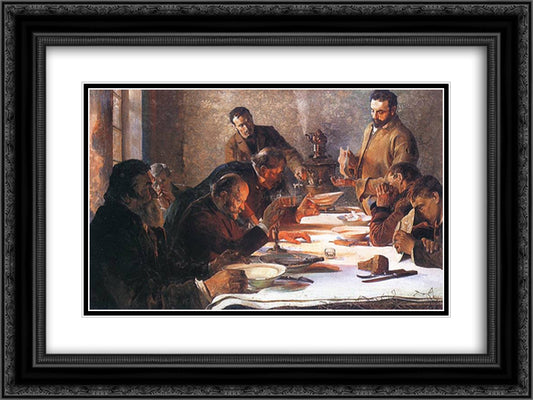 Christmas Eve in Siberia 24x18 Black Ornate Wood Framed Art Print Poster with Double Matting by Malczewski, Jacek