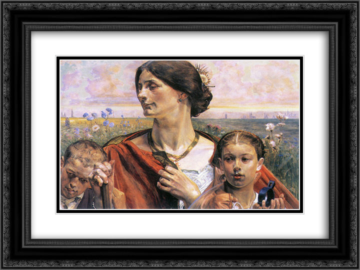 Country 24x18 Black Ornate Wood Framed Art Print Poster with Double Matting by Malczewski, Jacek