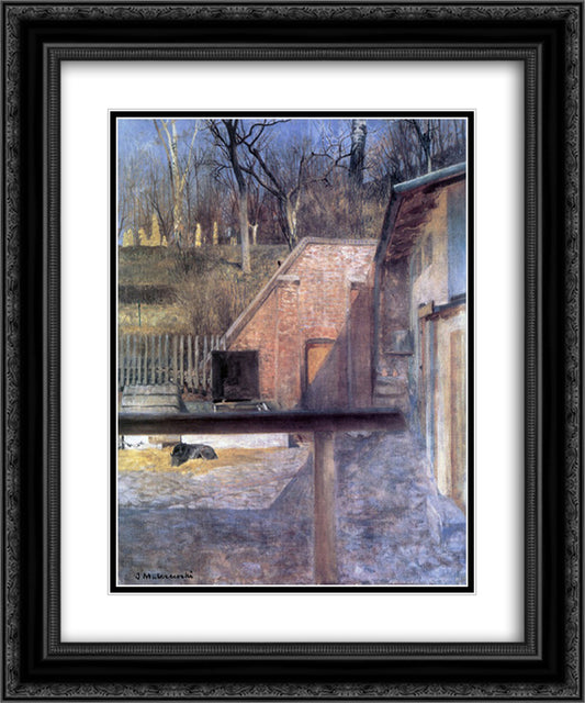 Courtyard in zoo 20x24 Black Ornate Wood Framed Art Print Poster with Double Matting by Malczewski, Jacek