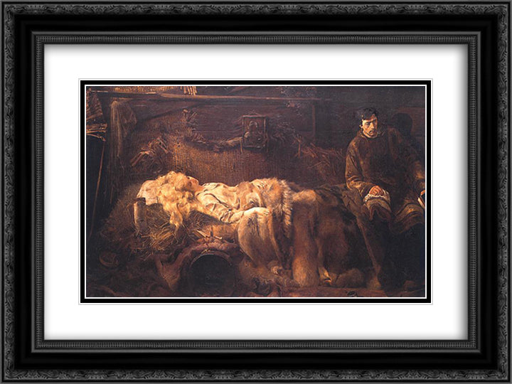 Death of Ellenai 24x18 Black Ornate Wood Framed Art Print Poster with Double Matting by Malczewski, Jacek