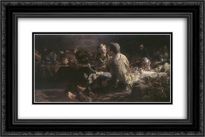 Death on deportees route to siberia 24x16 Black Ornate Wood Framed Art Print Poster with Double Matting by Malczewski, Jacek