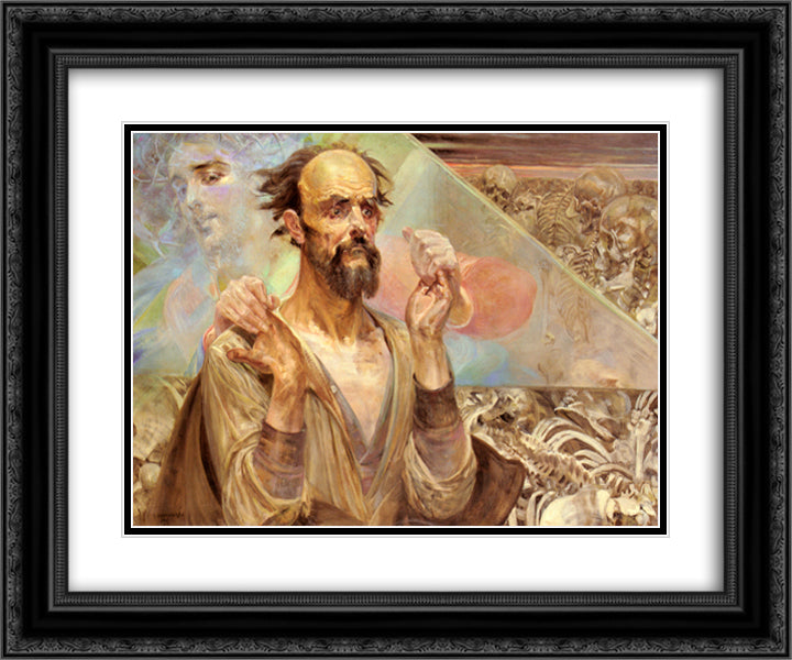 Destiny 24x20 Black Ornate Wood Framed Art Print Poster with Double Matting by Malczewski, Jacek