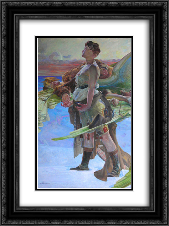 Eloe 18x24 Black Ornate Wood Framed Art Print Poster with Double Matting by Malczewski, Jacek