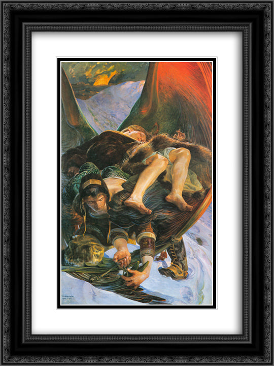 Eloe from Ellenai 18x24 Black Ornate Wood Framed Art Print Poster with Double Matting by Malczewski, Jacek