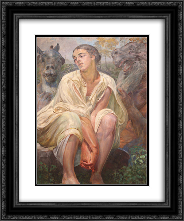 Enslavement 20x24 Black Ornate Wood Framed Art Print Poster with Double Matting by Malczewski, Jacek