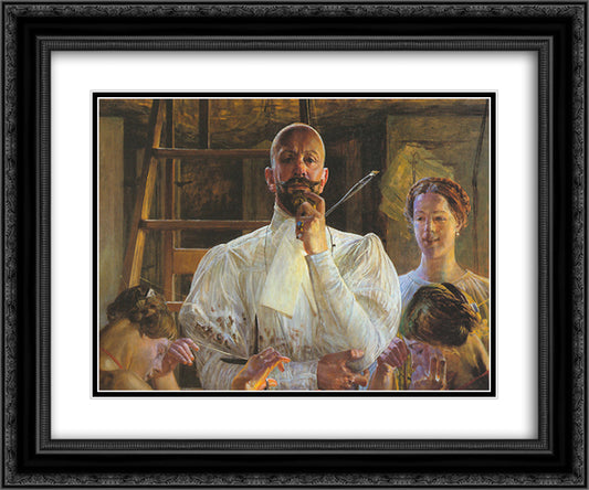 Farewell to Atelier 24x20 Black Ornate Wood Framed Art Print Poster with Double Matting by Malczewski, Jacek