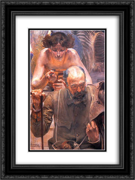 Finis Poloniae 18x24 Black Ornate Wood Framed Art Print Poster with Double Matting by Malczewski, Jacek