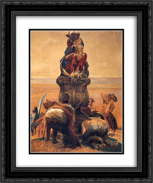 Follow the Stream (central part) 20x24 Black Ornate Wood Framed Art Print Poster with Double Matting by Malczewski, Jacek