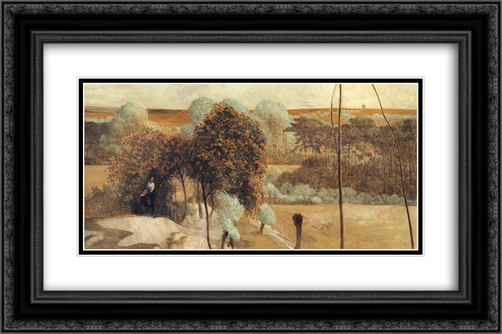 Follow the Stream (left wing) 24x16 Black Ornate Wood Framed Art Print Poster with Double Matting by Malczewski, Jacek