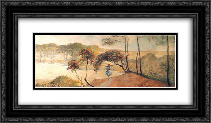 Follow the Stream (right wing) 24x14 Black Ornate Wood Framed Art Print Poster with Double Matting by Malczewski, Jacek